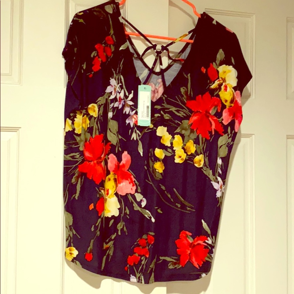 Navy Floral Blouse